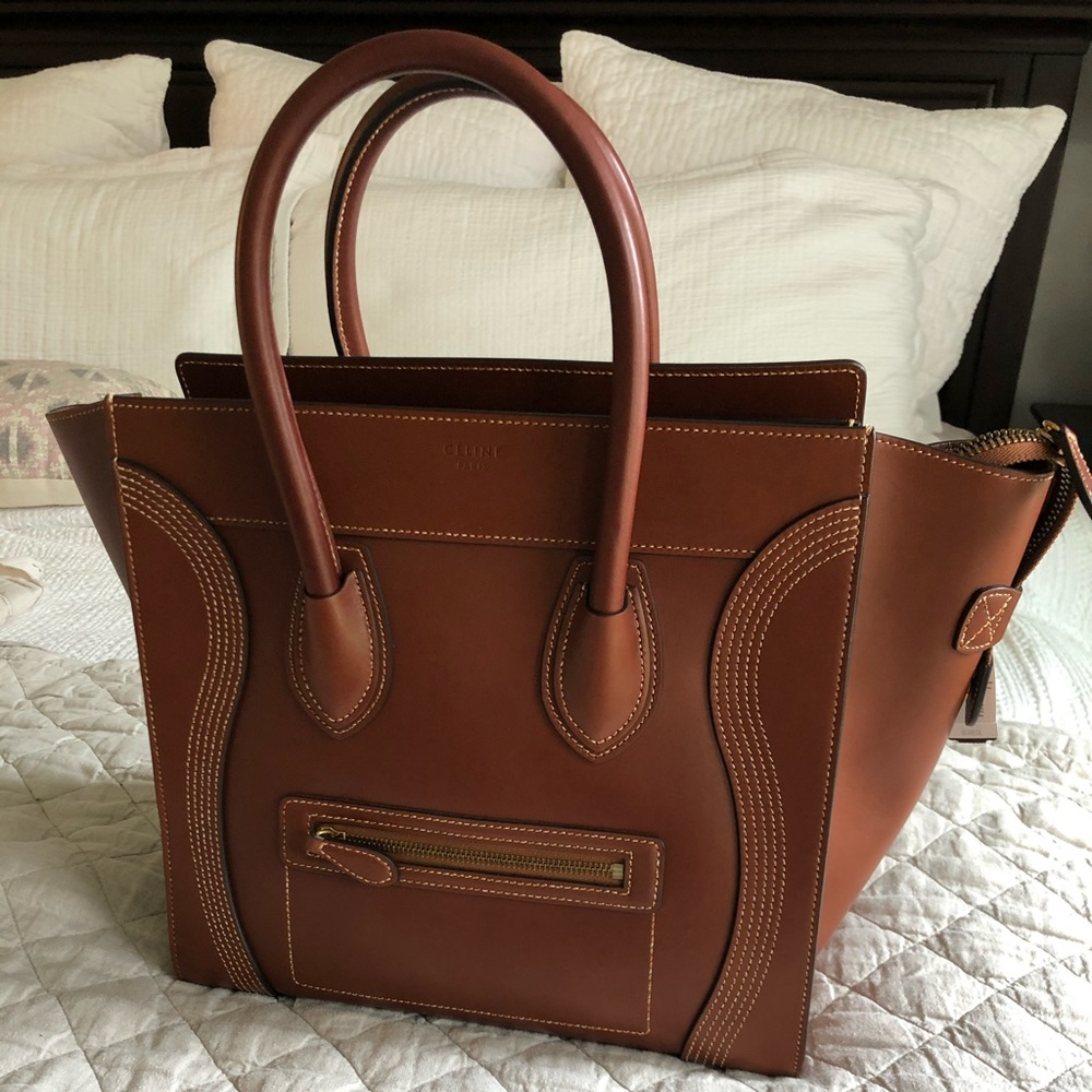 Celine Brown Leather Luggage Mini Calfskin